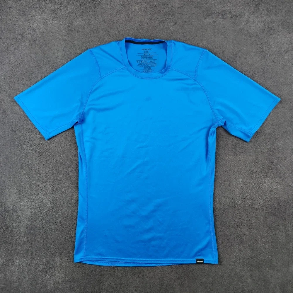 Patagonia Capilene 1 Silkweight Shirt Mens Medium Blue Short Sleeve 45650‎